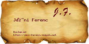 Jáni Ferenc névjegykártya