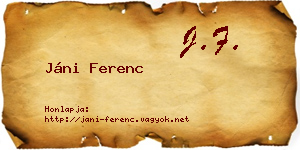 Jáni Ferenc névjegykártya